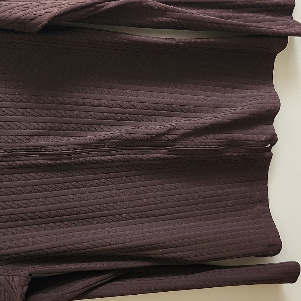 Lucy Chocolate Brown Cable Knit Full-Zip Jacket Activewear - Picture 3 of 7
